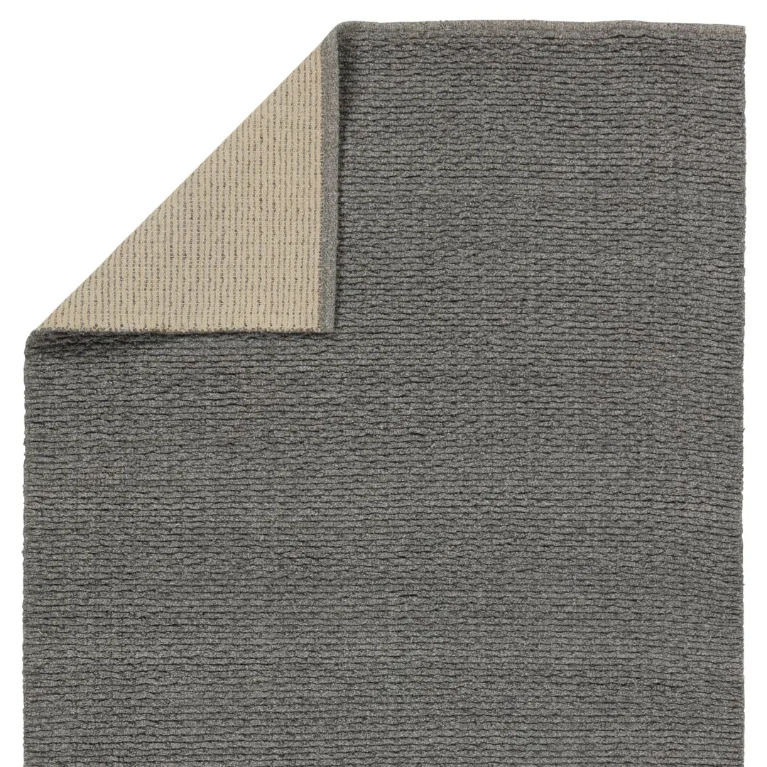 Rectangle Easton Solid Color Hand Loomed Wool Area Rug in Gray large image 