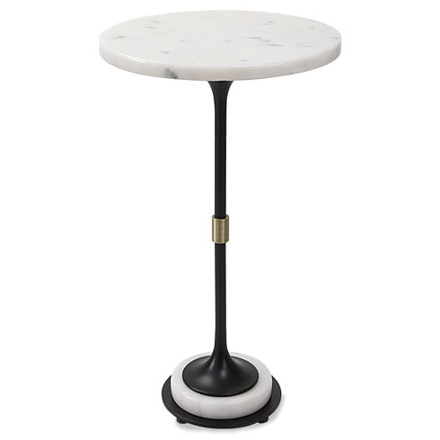 Sentry White Marble Accent Table