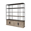 Braxton I Light Brown Wood and Iron Three Shelf Shelving Unit 81.5L x 18.5W x 90 thumbnail 0