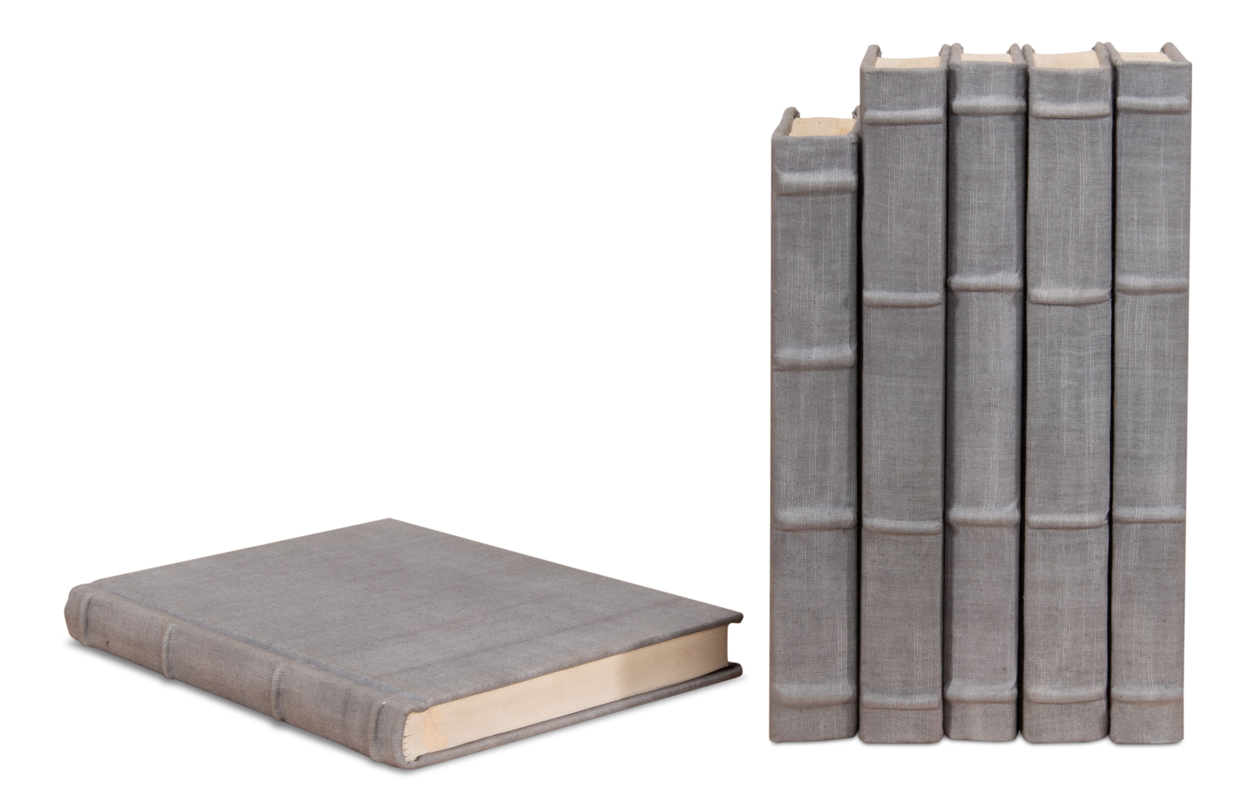 Heather Gray Linen Books, Set/12 large image 