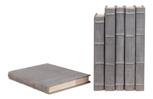 Heather Gray Linen Books, Set/12