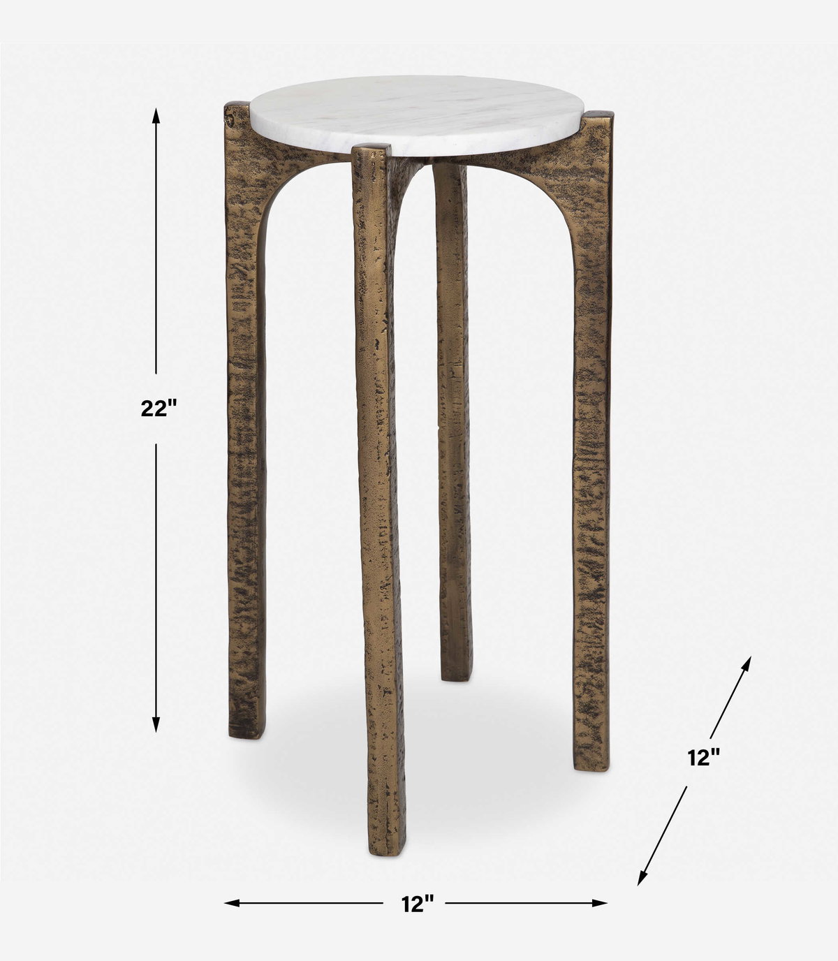 Vivi Marble Drink Table, Side & End Table by Uttermost, 12" width x 22" height x 12" depth View 3