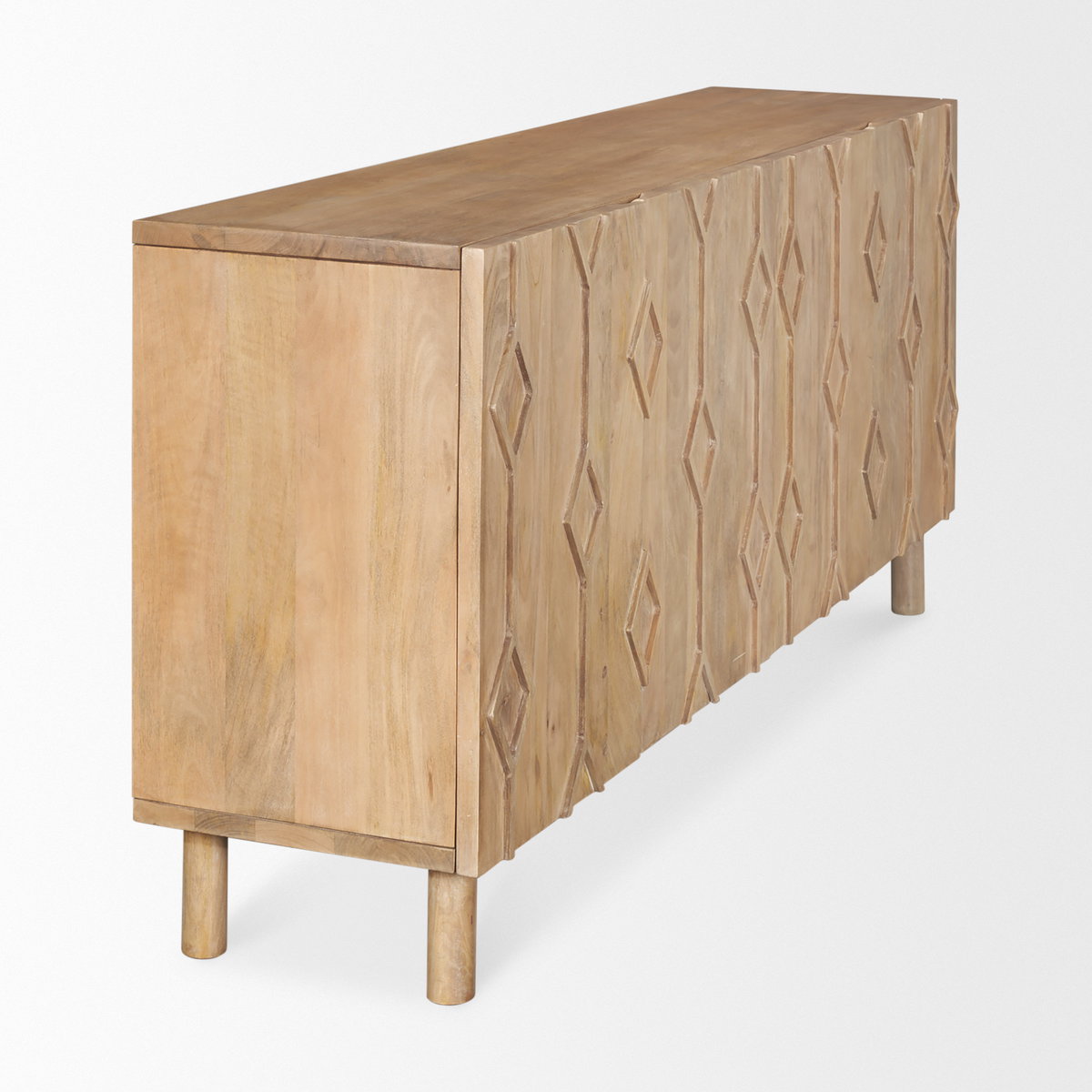 Heera Light Brown Diamond with Shelf Motif Sideboard, Sideboards & Buffet by Mercana, 71" length x 16.25" width x 32" height View 7