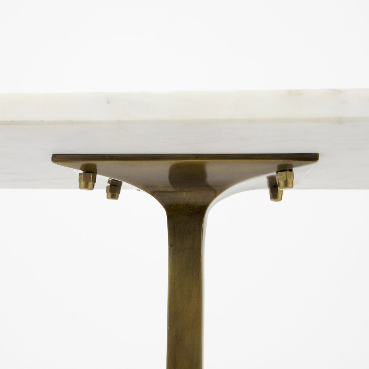 Preston  White Marble Top with Gold Metal Accent Table, Side & End Table by Mercana, 17.3" length x 11.3" width x 22.8" height View 7