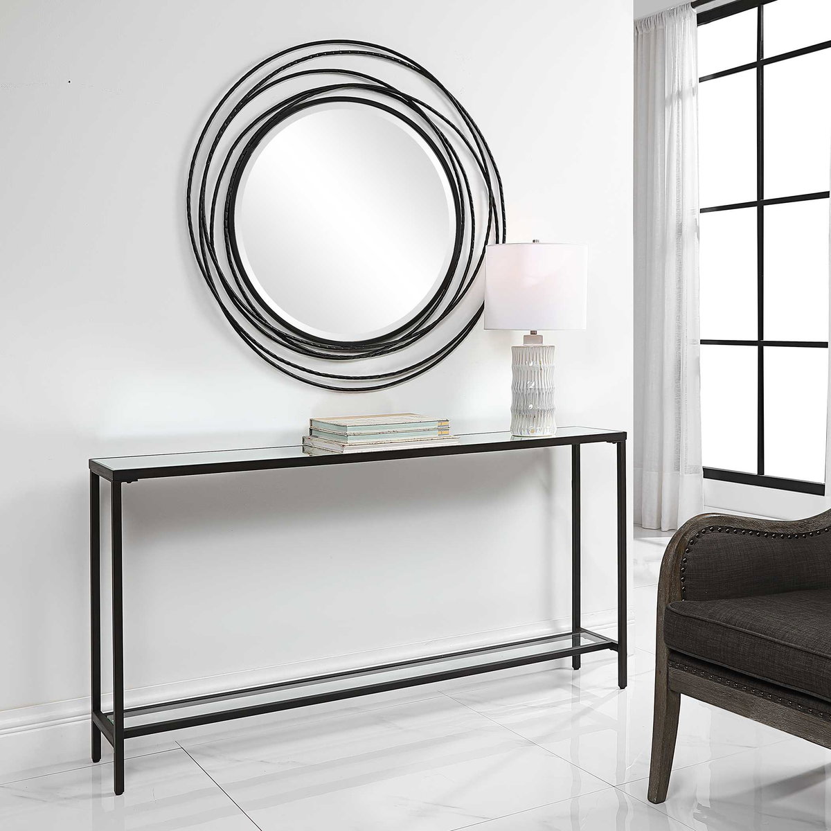 Hayley Black Console Table, by Uttermost, 60" width x 31" height x 10" depth View 4