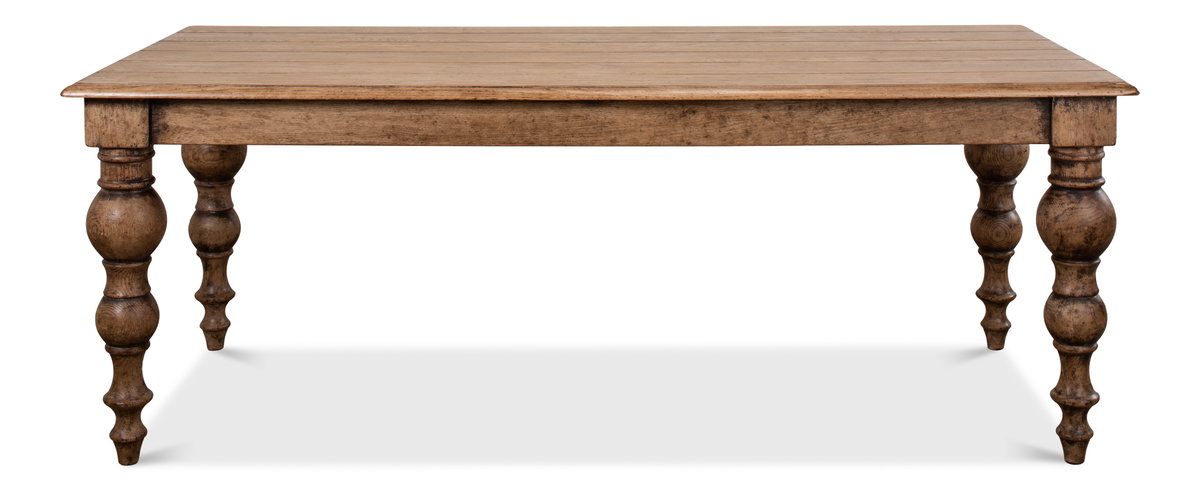 Oak Dining Table, by Sarreid, 3'1" length x 7' width x 2'7" height View 2