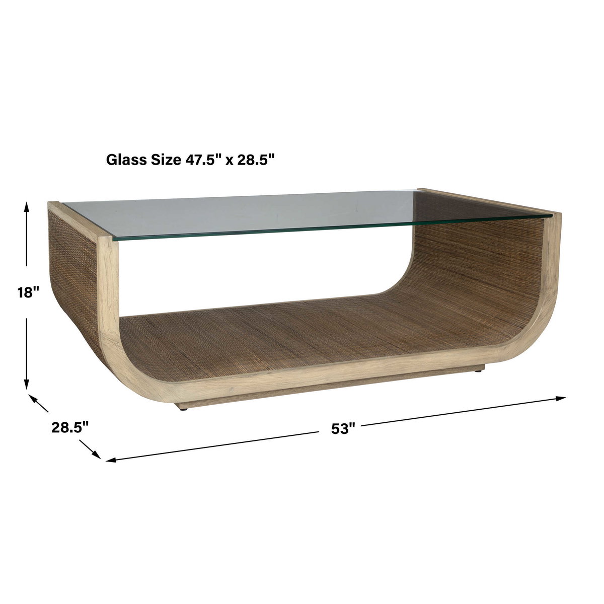 Farrington Modern Coffee Table, Furniture by Uttermost, 53" width x 18" height x 28.5" depth View 3