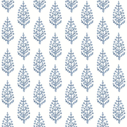 Paisley on Calico Blue Wallpaper