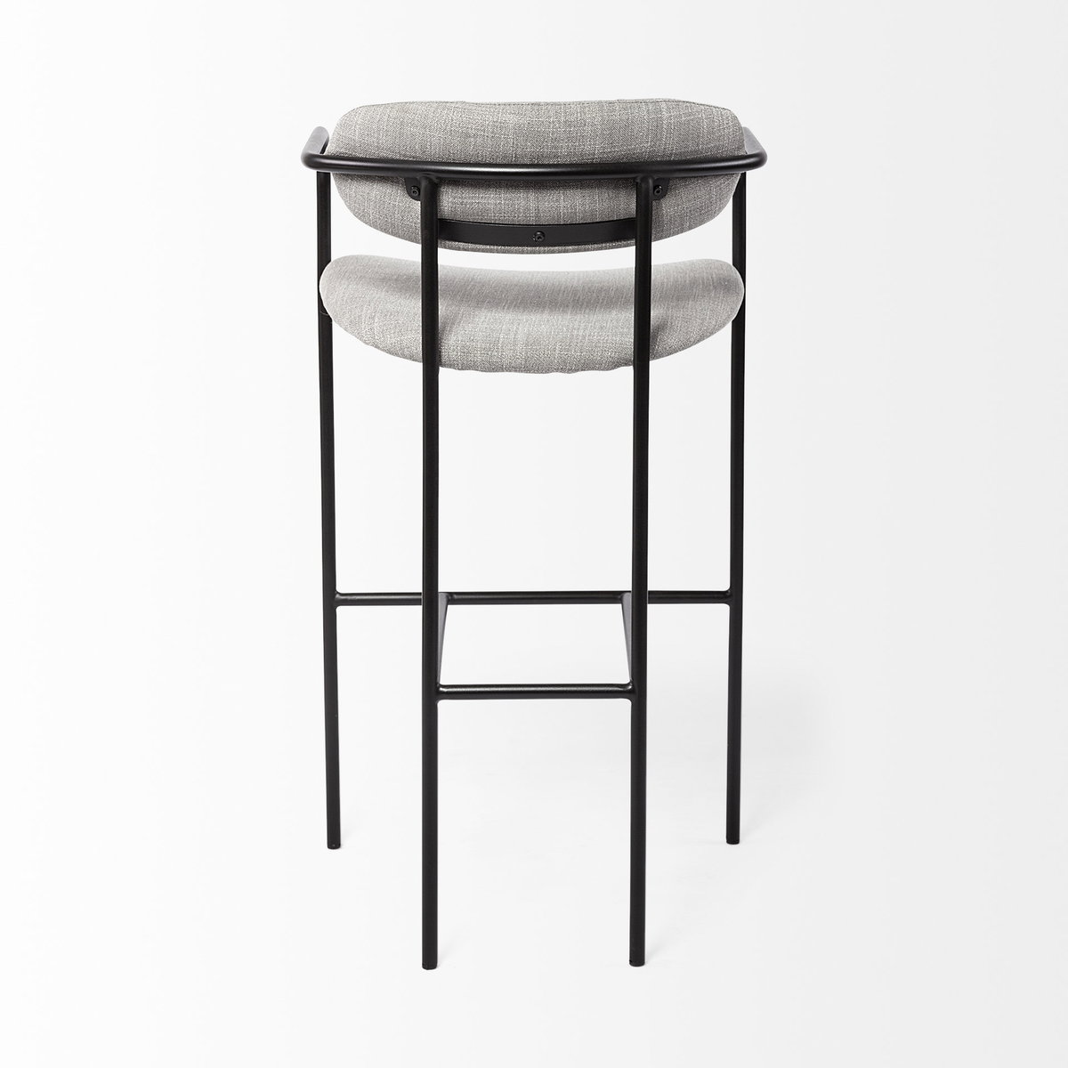 Parker Low Back 30.25in Seat Bar Stool | Gray Fabric with Black Metal, Counter & Bar Stool by Mercana, 19" length x 19.75" width x 40" height View 6