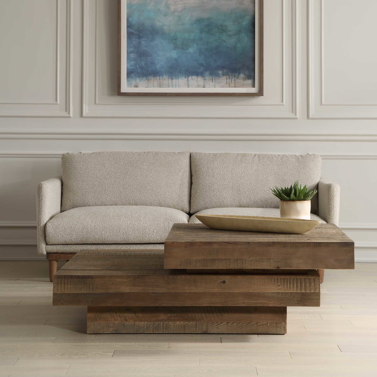 Rustic Planes Modern Coffee Table, by Uttermost, 57" width x 19.5" height x 47.25" depth View 4