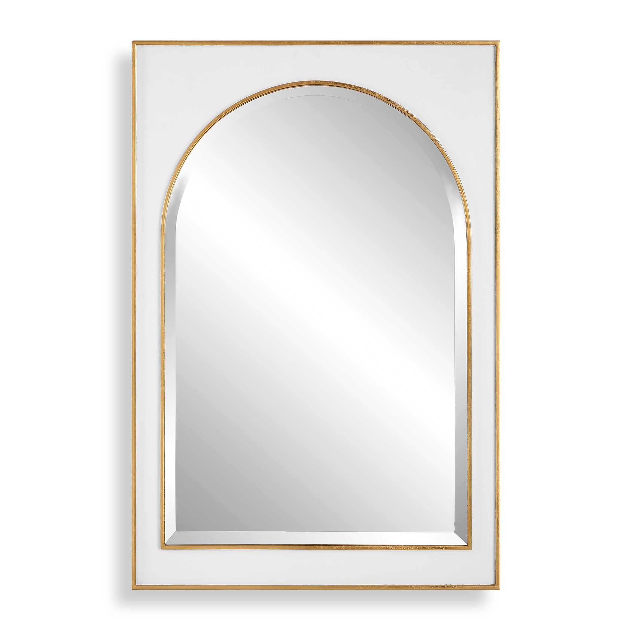 Crisanta Gloss White Arch Mirror, by Uttermost, 25" width x 37.5" height x 2" depth View 1