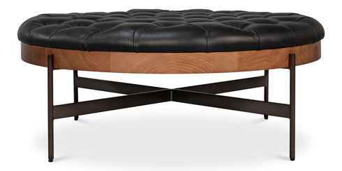Corbet Cocktail Ottoman Onyx Black Lthr