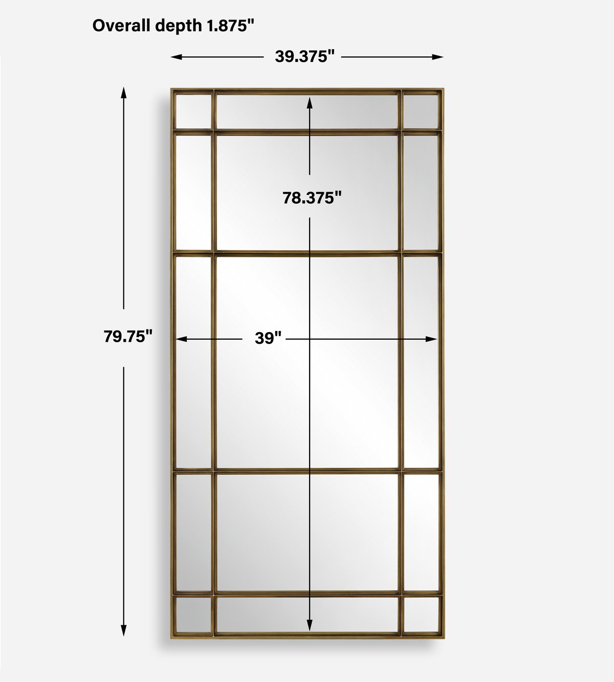 Spurgeon Gold Window Mirror, by Uttermost, 3'3.37" width x 6'7.75" height x 1.87" depth View 3