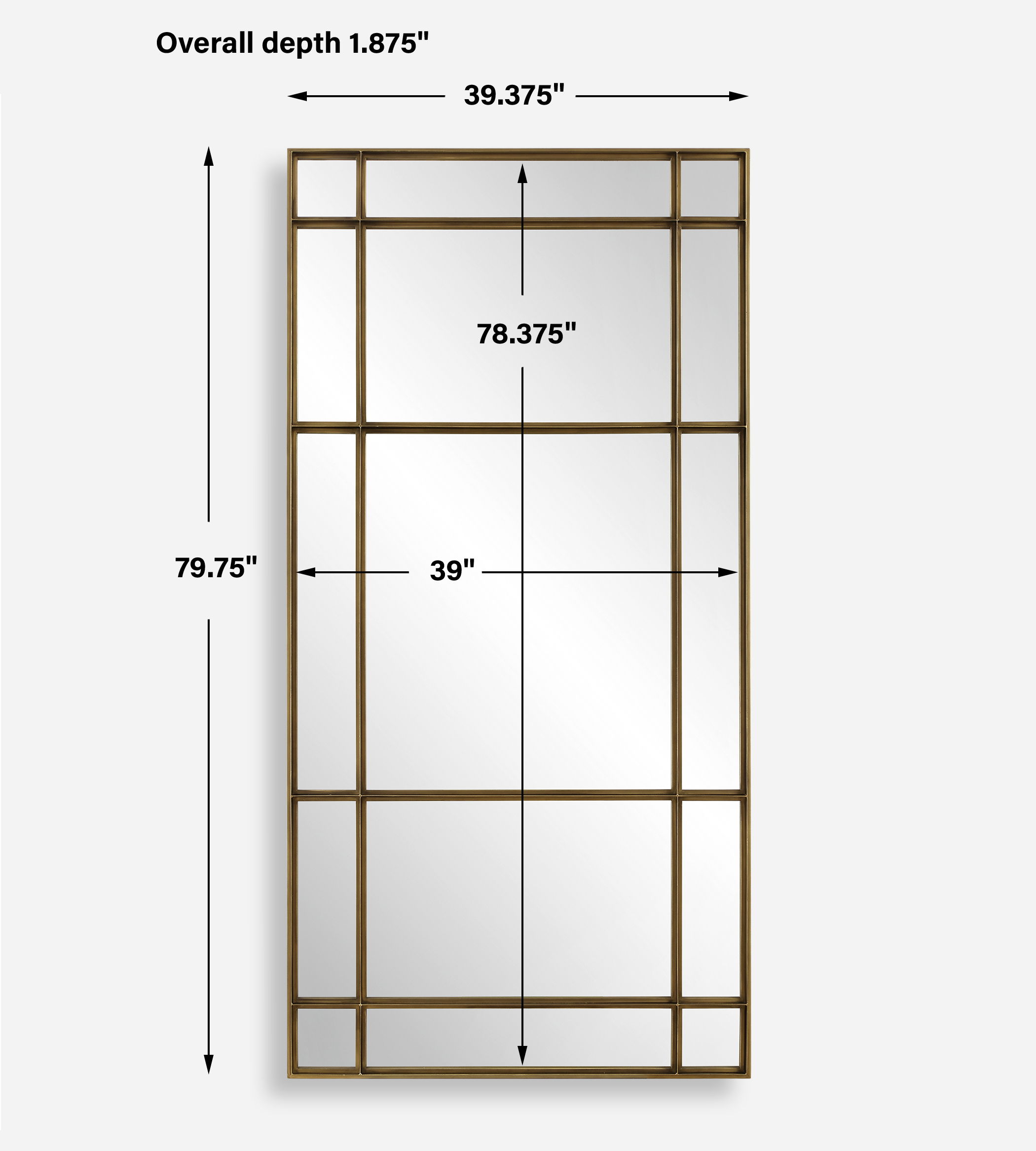 Spurgeon Gold Window Mirror, by Uttermost, 39.37" width x 79.75" height x 1.87" depth View 3