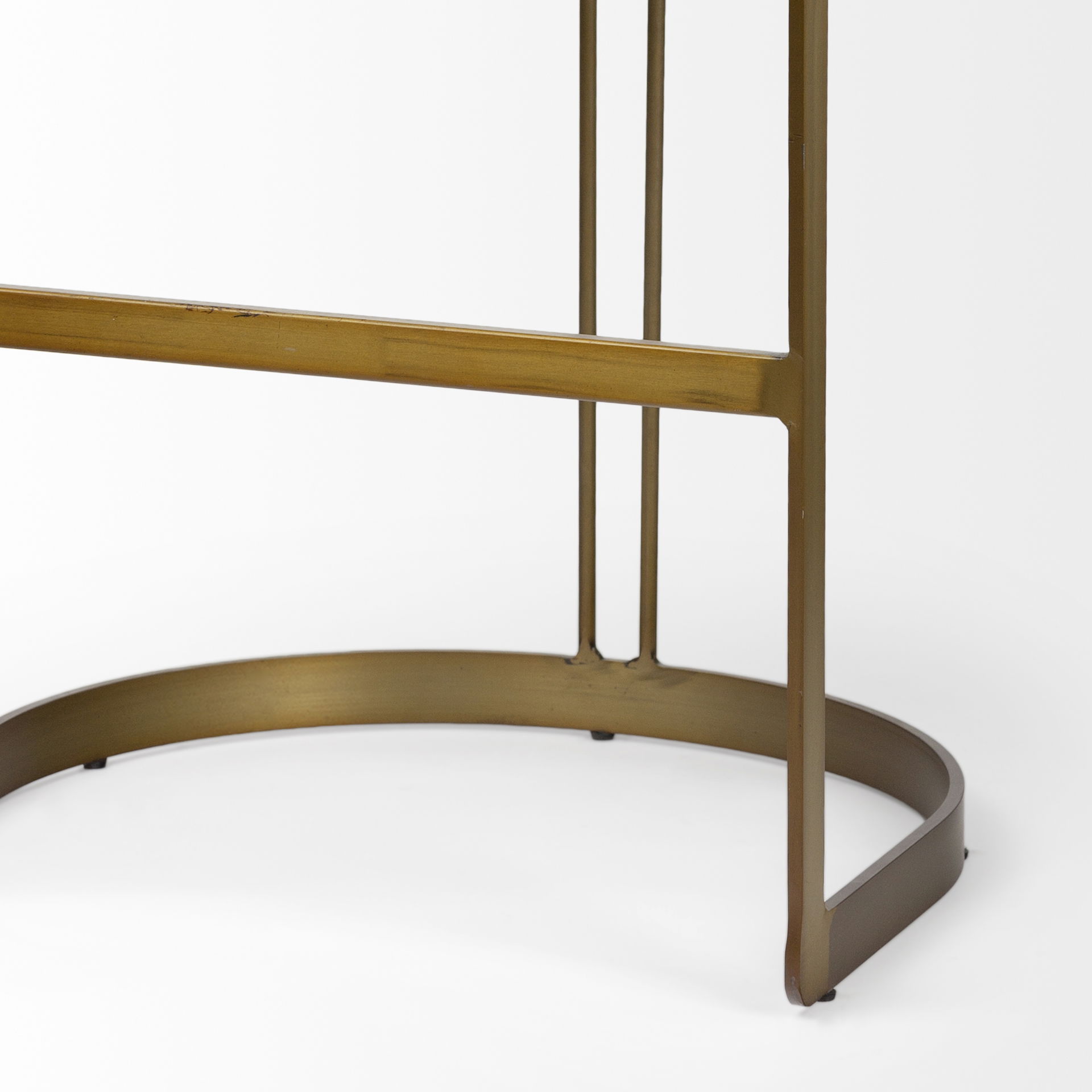 Hollyfield 20.5L x 19.75W x 32.75H Brown Leather Seat Gold Metal Base Bar Stool large image 