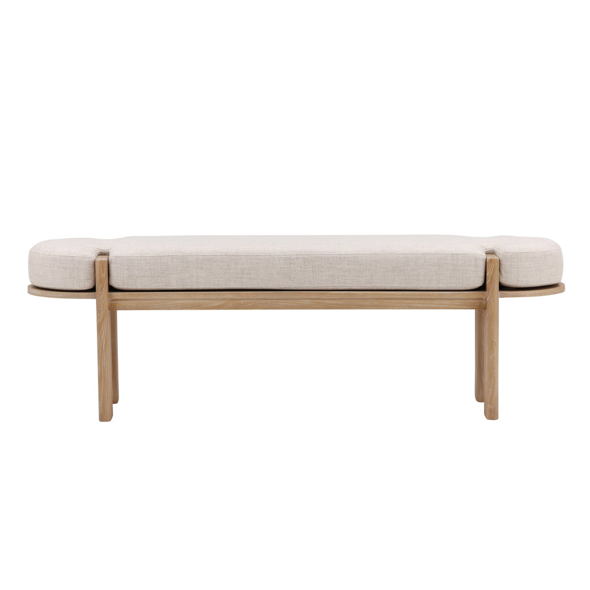Ella Bench Light Natural, Benche by Dovetail, 63" width x 19.5" height x 18.5" depth View 2