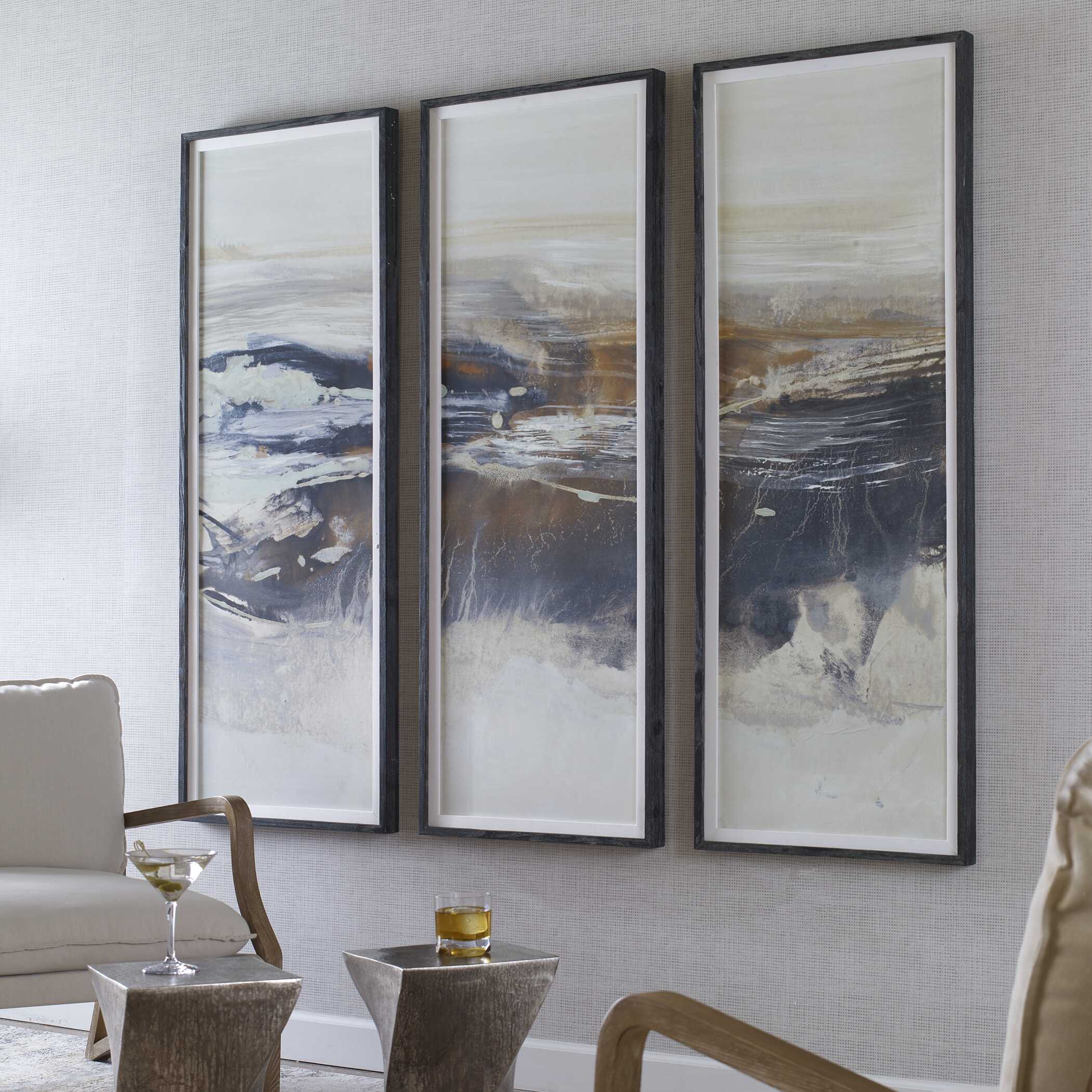 Graphite Horizon Framed Prints Set/3, Painting by Uttermost, 23" width x 63" height x 2" depth View 4