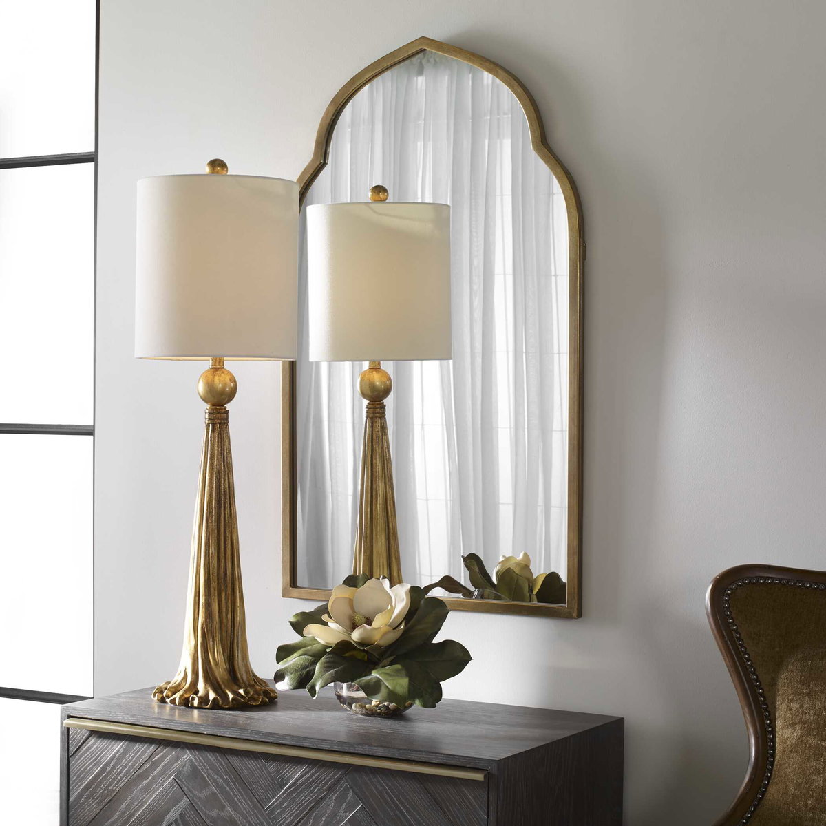 Paravani Metallic Gold Lamp, by Uttermost, 11" width x 3' height x 11" depth View 2
