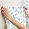 Painted Herringbone Navy Peel & Stick Wallpaper thumbnail 3