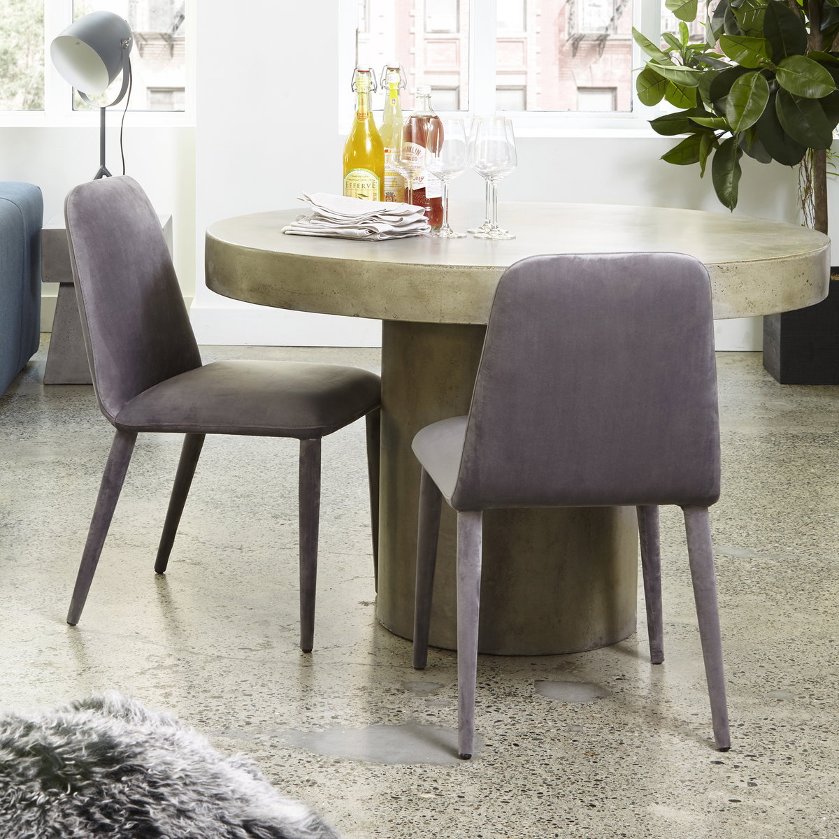 Cassius Outdoor Dining Table Grey, Outdoor Table by Moe's Home, 3'11.25" width x 2'6.25" height x 3'11.25" depth View 5
