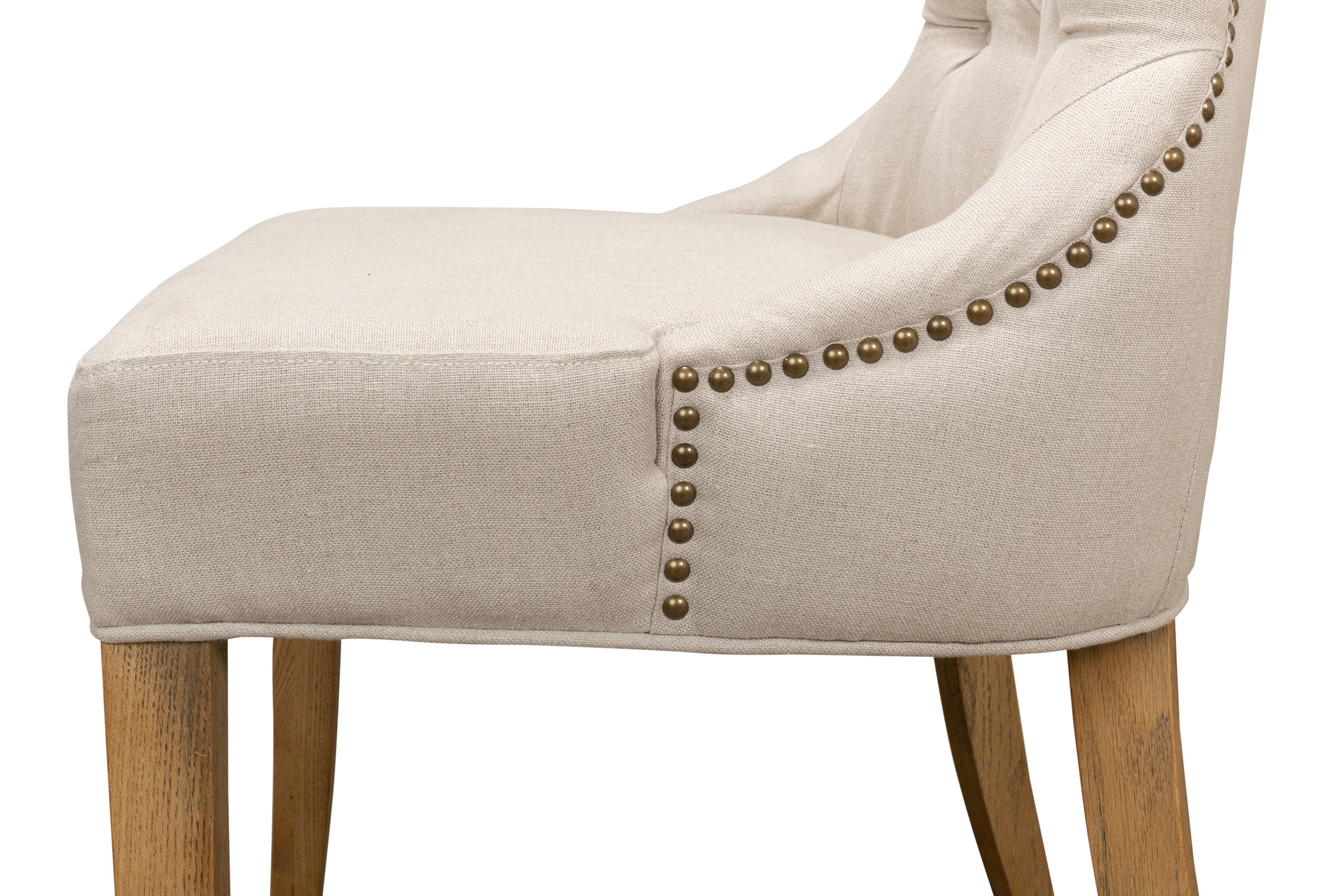 Sophie Side Chair, White Linen, Dining Chair by Sarreid, 20" length x 17" width x 38" height View 7