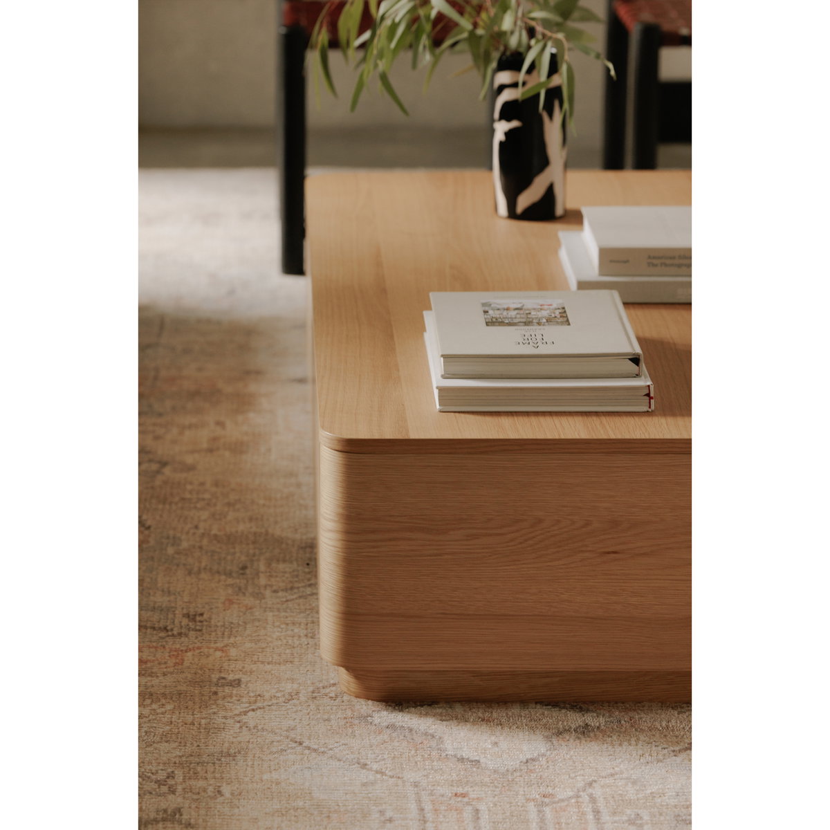 Round Off Coffee Table Natural Oak, by Moe's Home, 55" width x 13" height x 30" depth View 9