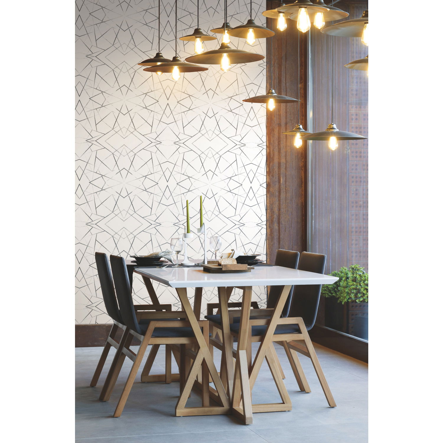 Geo Diamond Black Wallpaper, by York Wall, 33' length x 1'8.5" width x 0.02" depth View 3