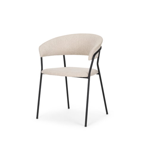 Carolyn Contoured Back Dining Side Chair | Oatmeal Fabric with Metal