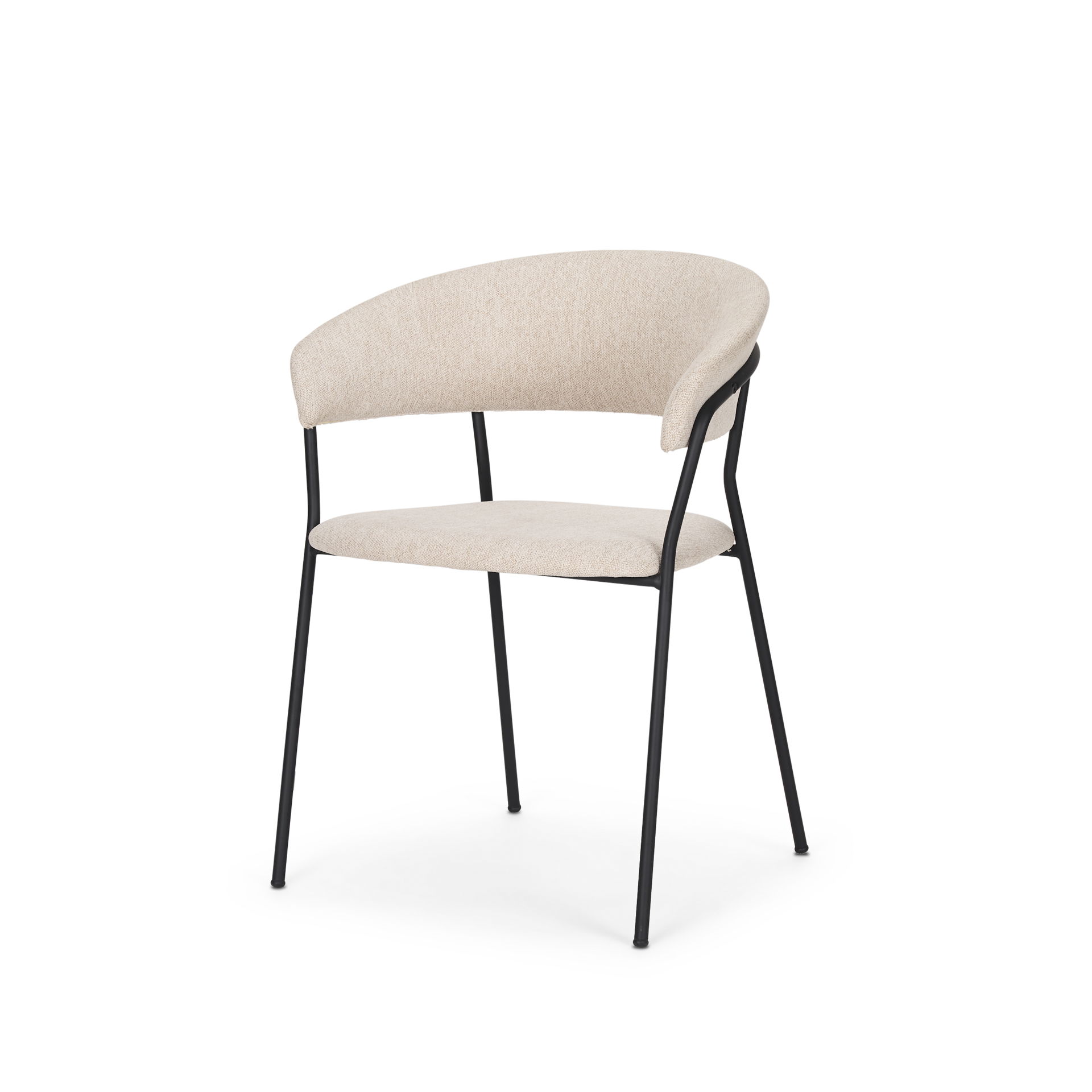 Carolyn Dining Chair with Oatmeal Fabric & Matte Black Metal, by Mercana, 20.5" length x 23.75" width x 31" height View 1