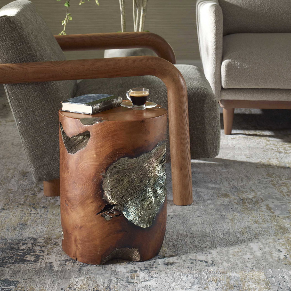 Rafe Wooden Accent Stool, Side & End Table by Uttermost, 13.5" width x 18" height x 13.5" depth View 2