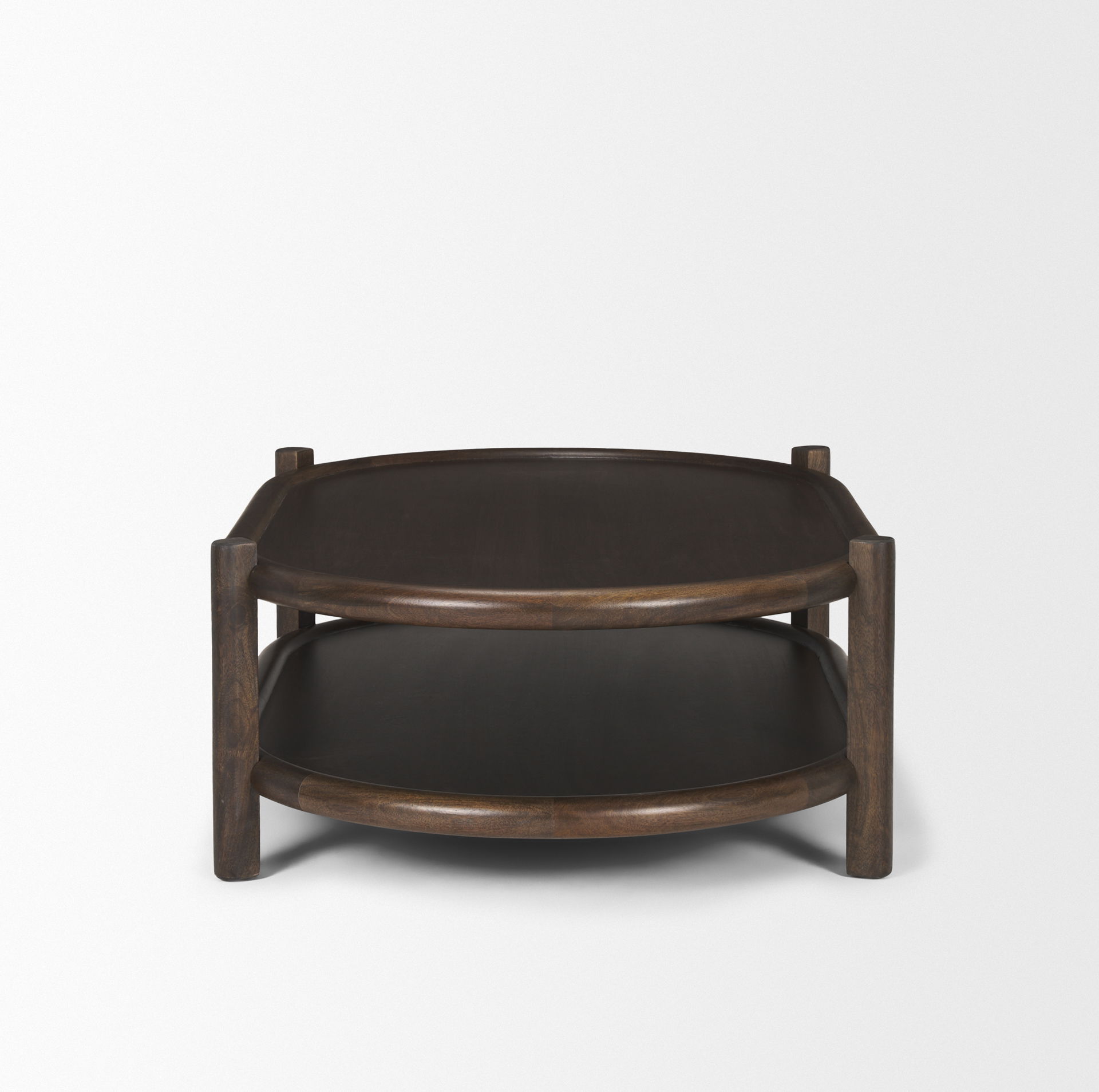 Romi Dark Brown Wood with Bottom Shelf Oval Coffee Table large image 