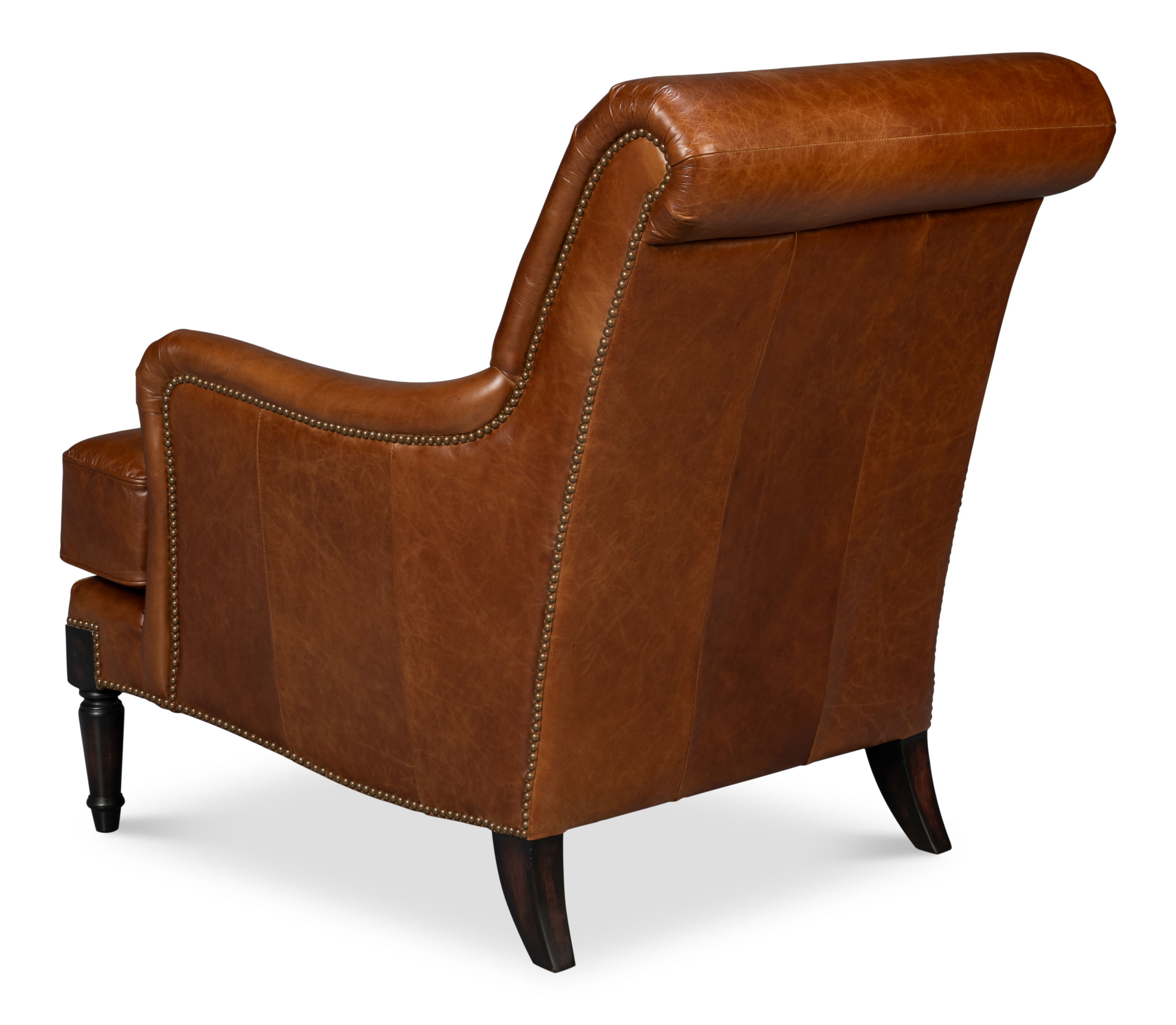 Gaston Distilled Leather Chair, Brown, Seating by Sarreid, 45659" length x 40" width x 38" height View 11
