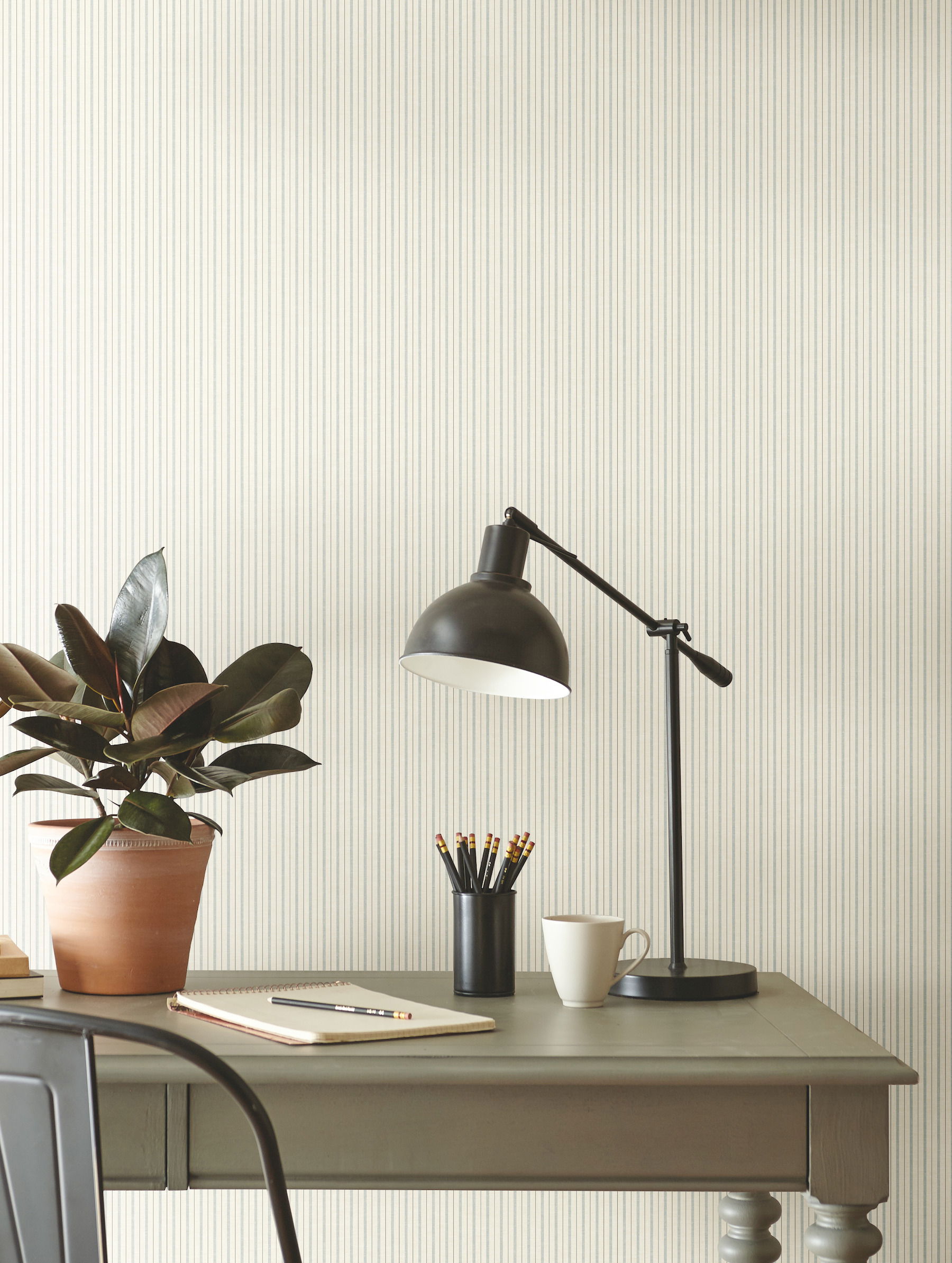 French Ticking Light Blue Wallpaper, by York Wall, 33' length x 1'8.5" width x 0.02" depth View 2