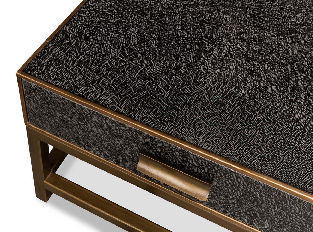 Gideon Shagreen Sq.Coffee Table Ant.Grey, by Sarreid, 4' length x 4' width x 1'5" height View 4