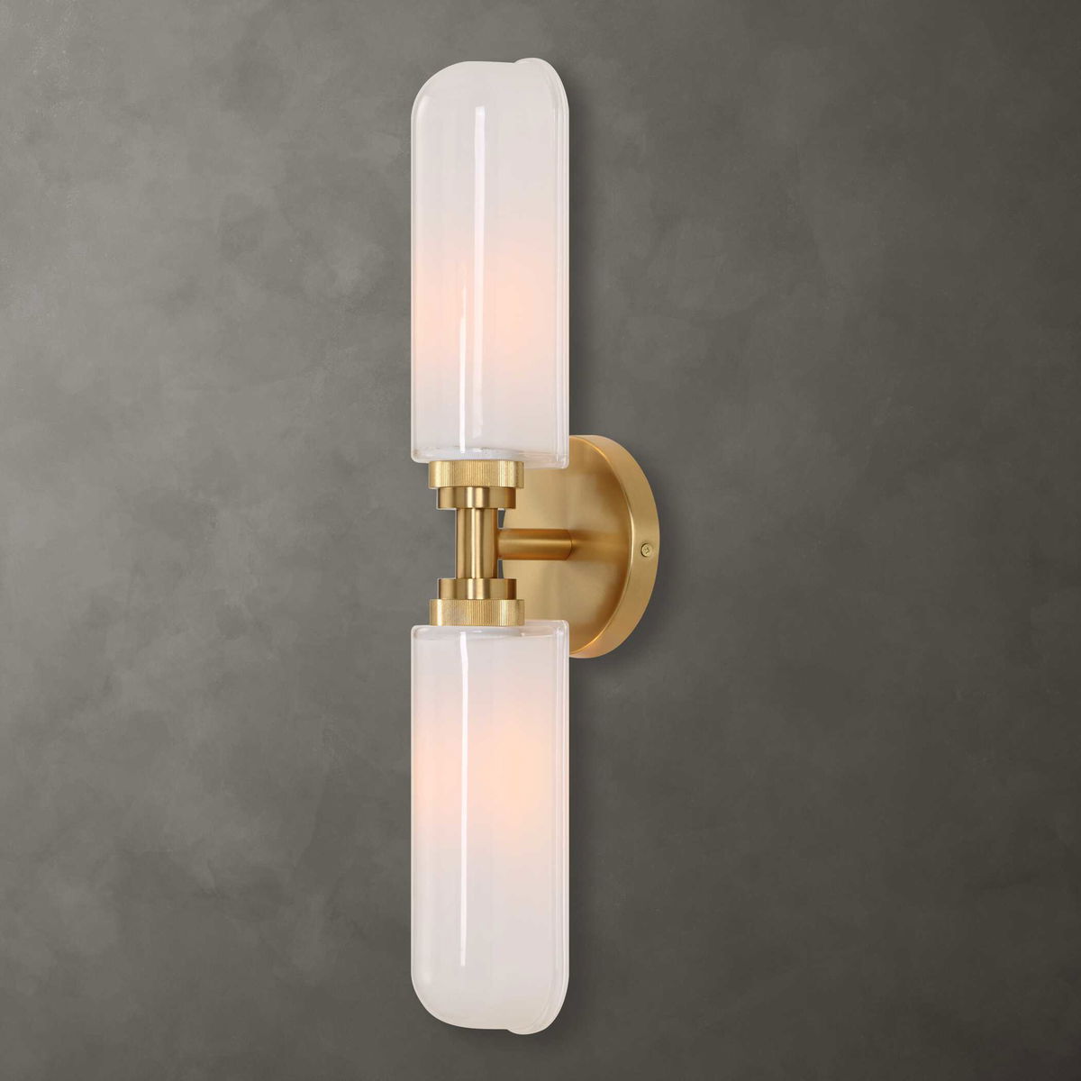 Wellsville 2 Lt Brass Sconce, by Uttermost, 22" width x 5" height x 4.37" depth View 2