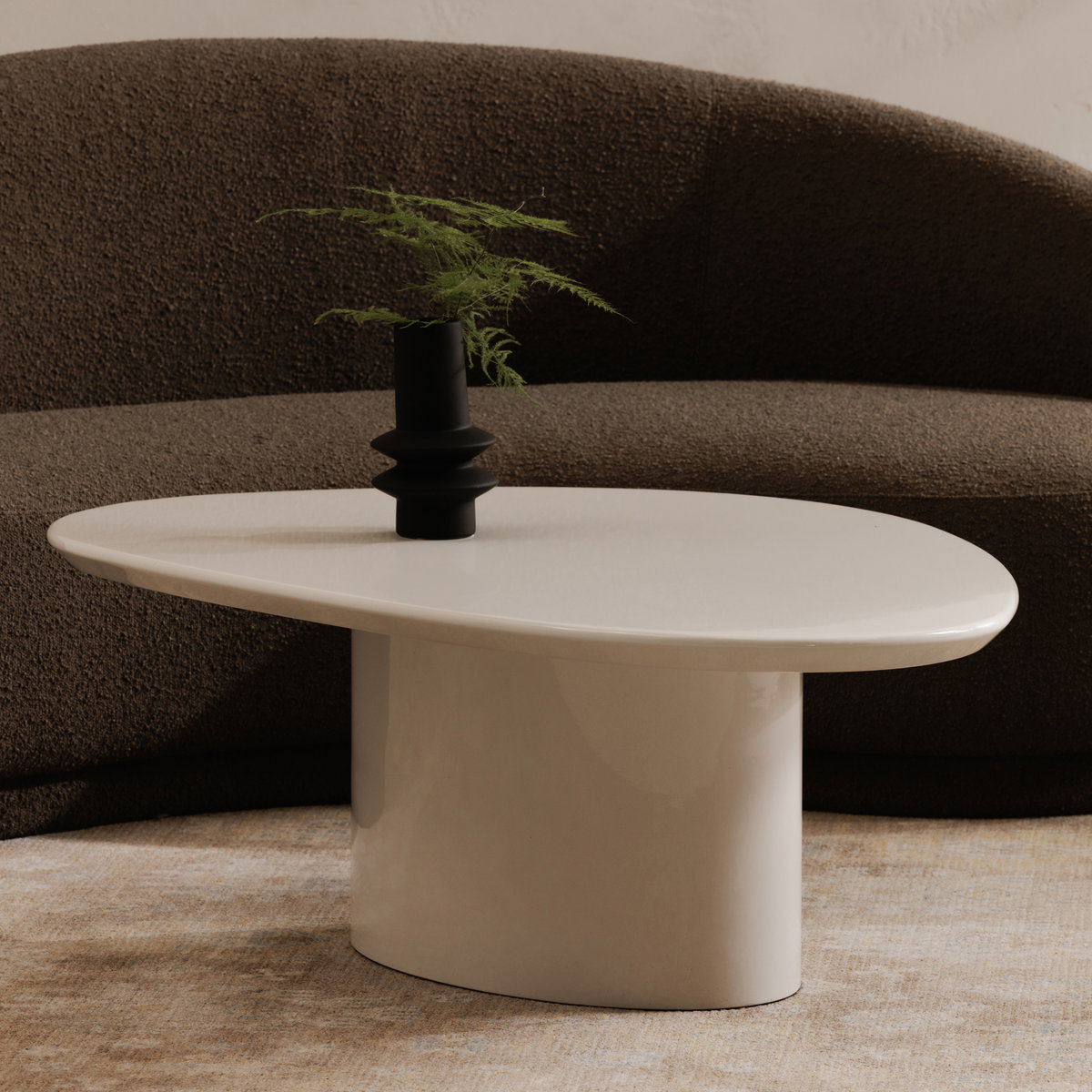 Eden Coffee Table Ivory Lacquer, by Moe's Home, 46" width x 16" height x 31.5" depth View 6