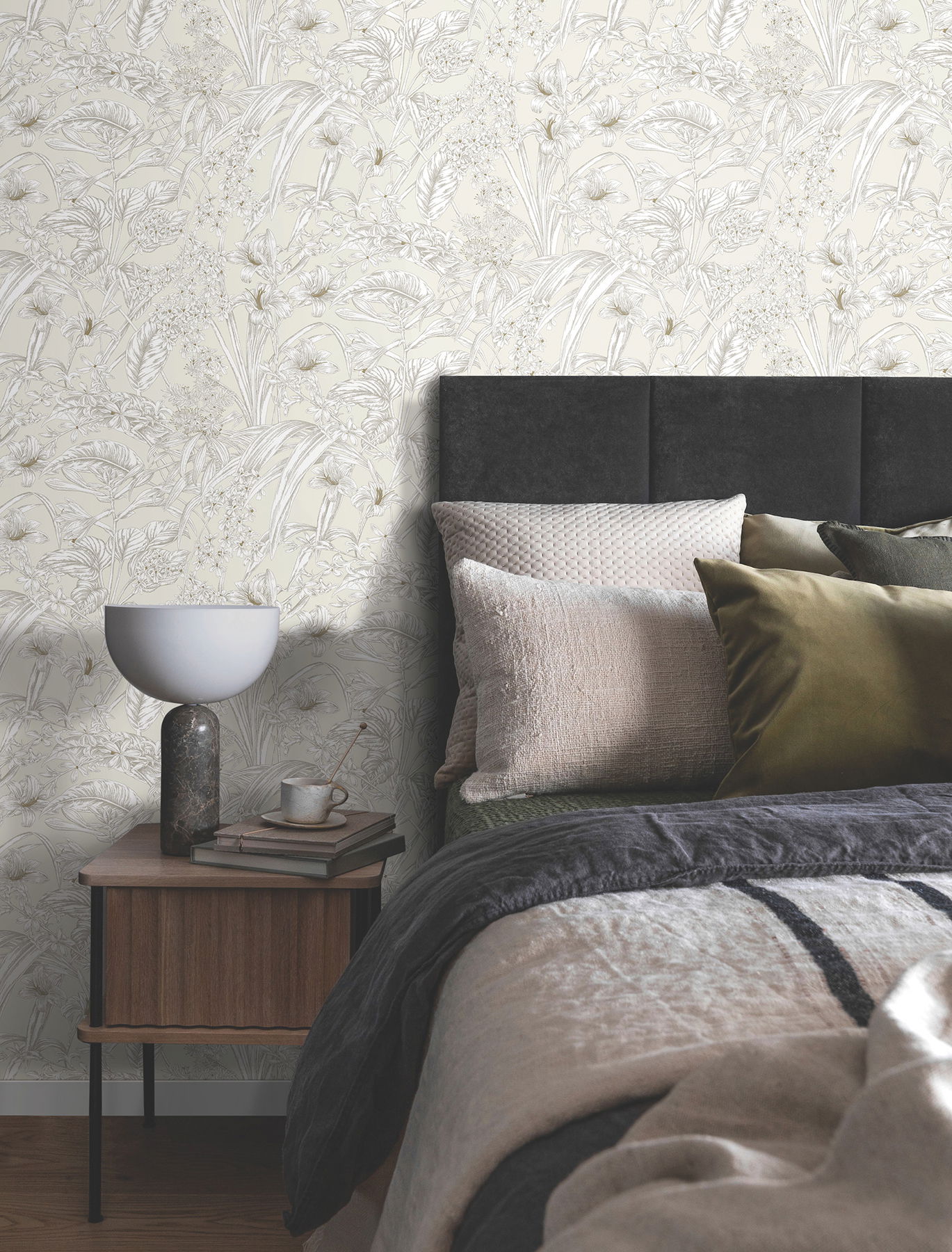 Orchid Conservatory Toile Beige & Taupe Wallpaper large image 