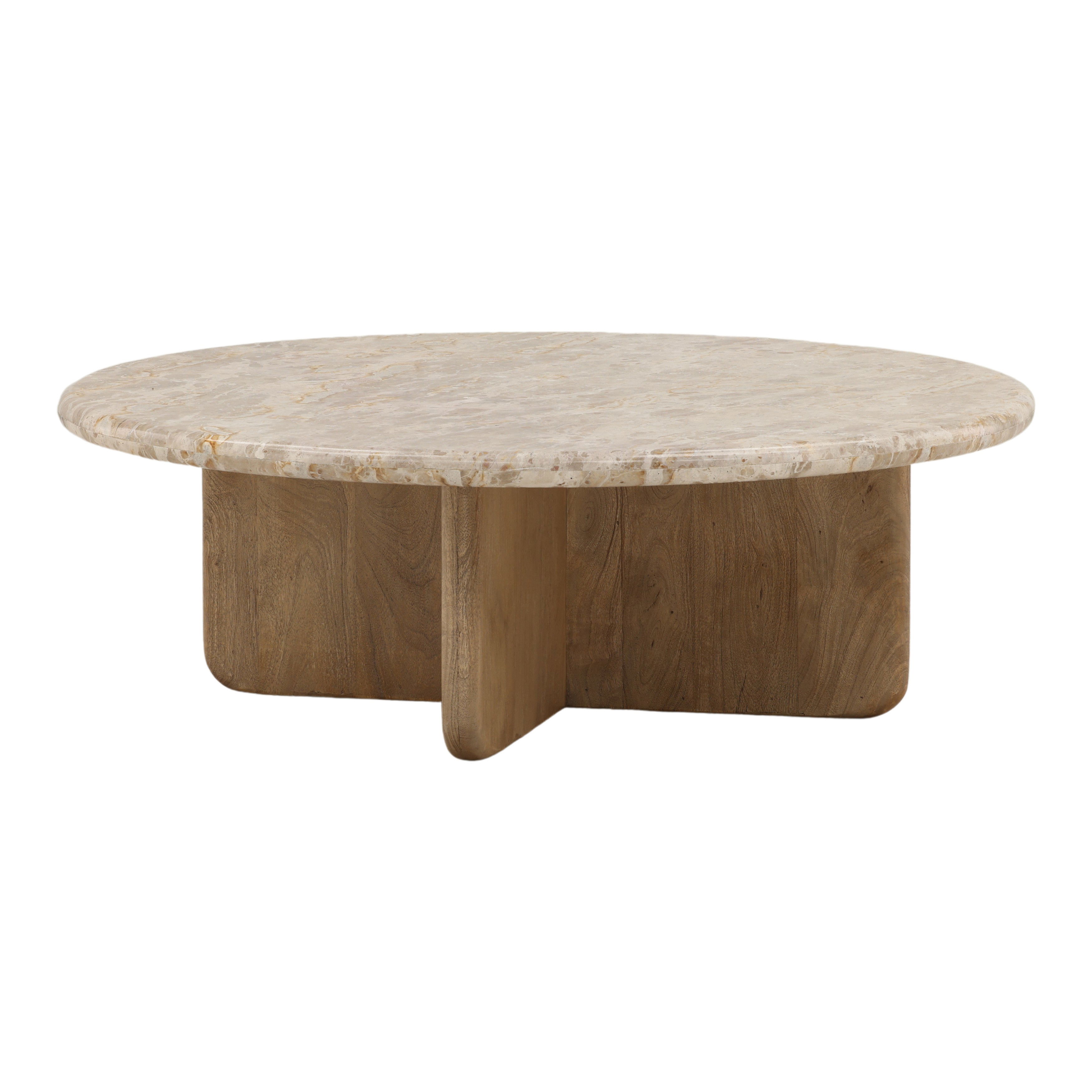 Layna Coffee Table Beige, by Dovetail, 48" width x 16" height x 48" diameter x 48" depth View 1