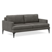 Online Designer Business/Office Andes 77" Multi-Seat Sofa, Standard Depth, Ludlow Leather, Gray Smoke, Dark Pewter