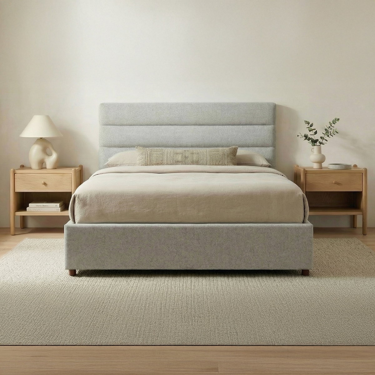 Takio King Bed Light Grey, by Moe's Home, 81" width x 44.5" height x 87" depth View 15