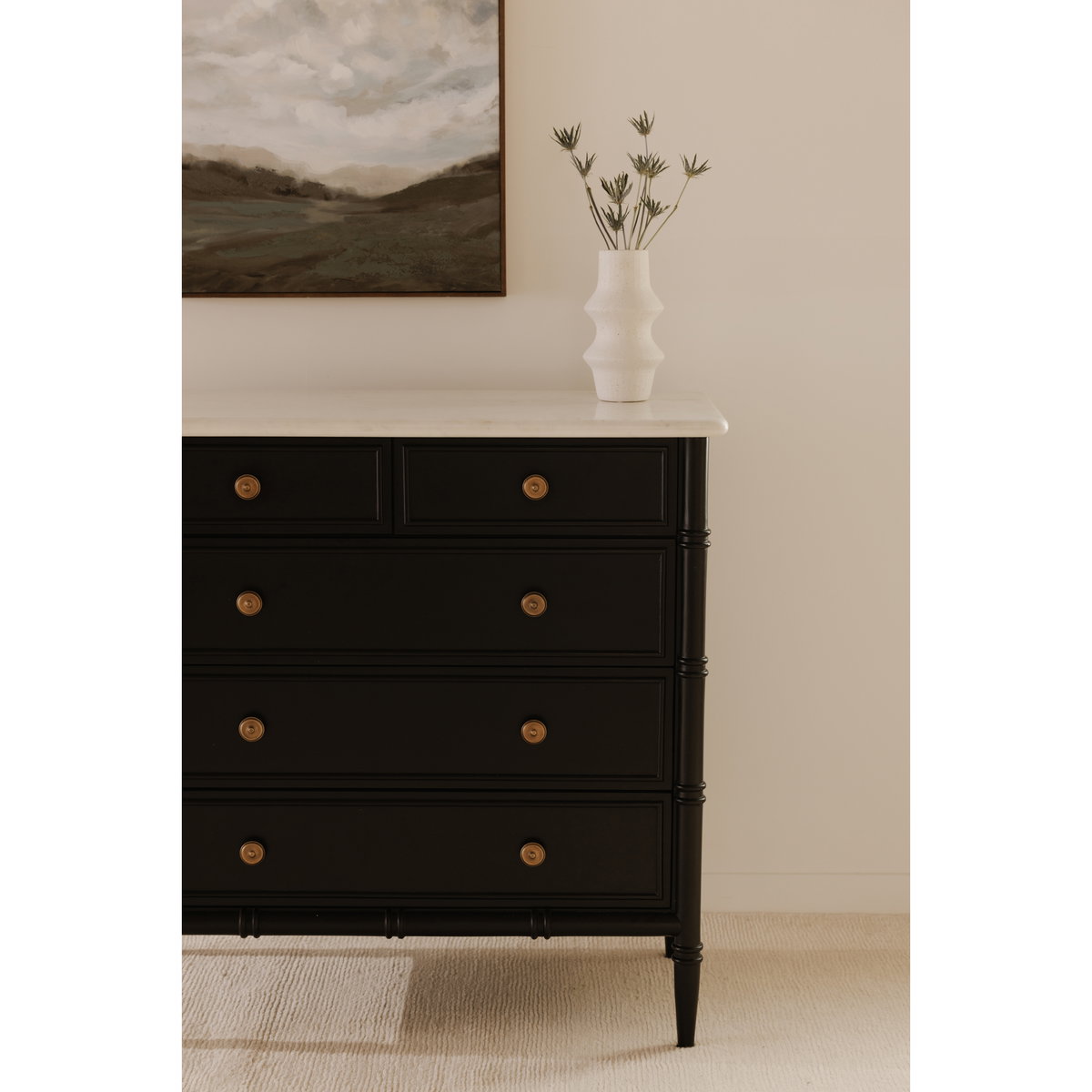 Eleanor 5 Drawer Chest Black, Dresser by Moe's Home, 40" width x 39.5" height x 20" depth View 14