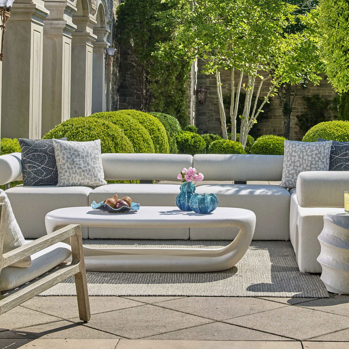 Leyton Outdoor Coffee Table, Outdoor Table by Uttermost, 5' width x 1'4" height x 2'6" depth View 4