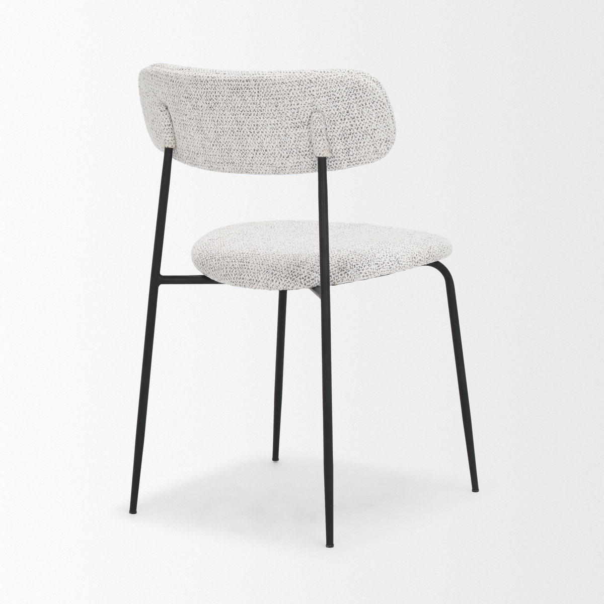 Casey Curved Back Dining Side Chair | Gray Fabric with Black Metal, Dining Chair by Mercana, 21.26" length x 20.08" width x 31.25" height View 10