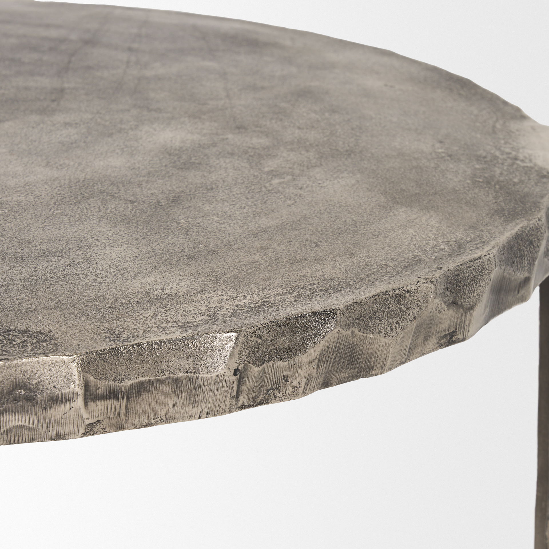 Randy Silver Nickel Cast Aluminum Metal Coffee Table, by Mercana, 37.8" length x 18.9" width x 37.8" height View 7