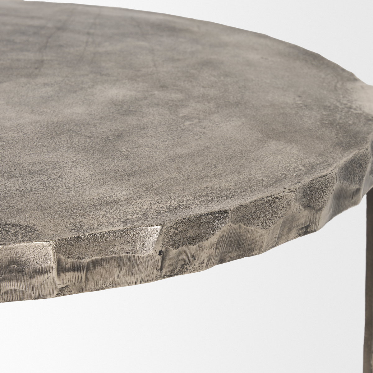 Randy Silver Nickel Cast Aluminum Metal Coffee Table, by Mercana, 37.8" length x 37.8" width x 18.9" height View 7
