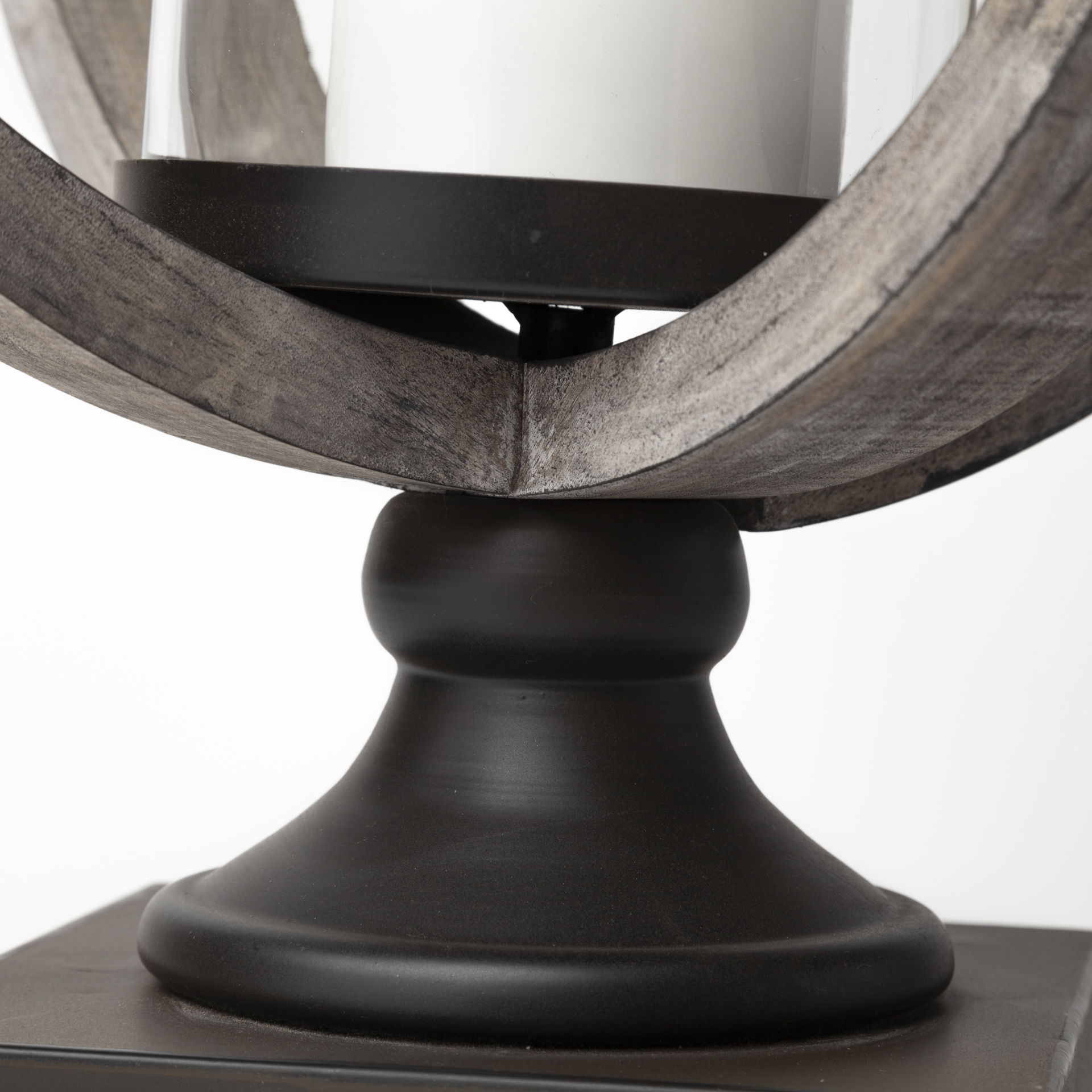 Brillion Large Rustic Wood Metal Table Candle Holder large image 