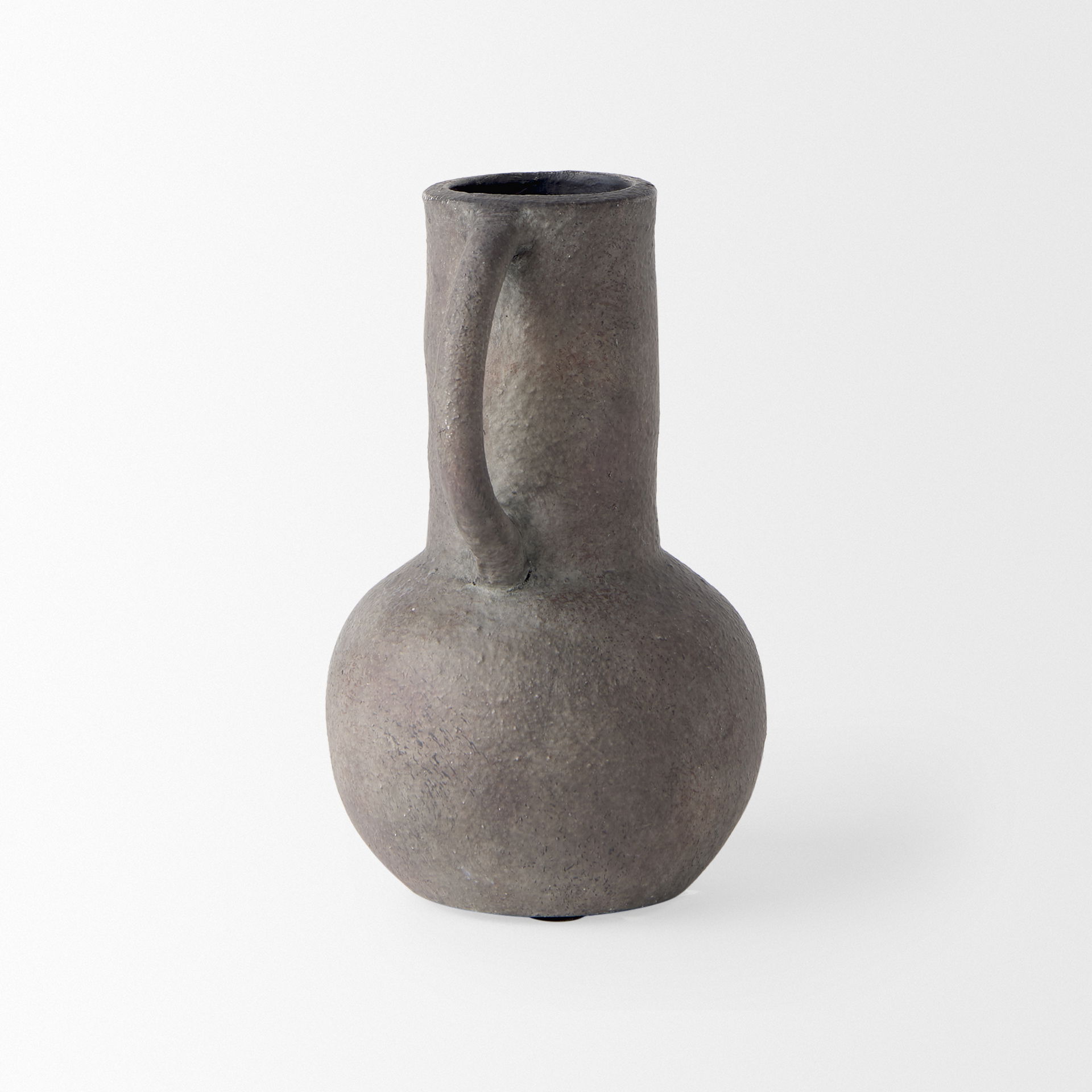 Armani 6.7H Brown-Gray Double Ear Vase, by Mercana, 4.92" length x 4.13" width x 6.69" height View 6