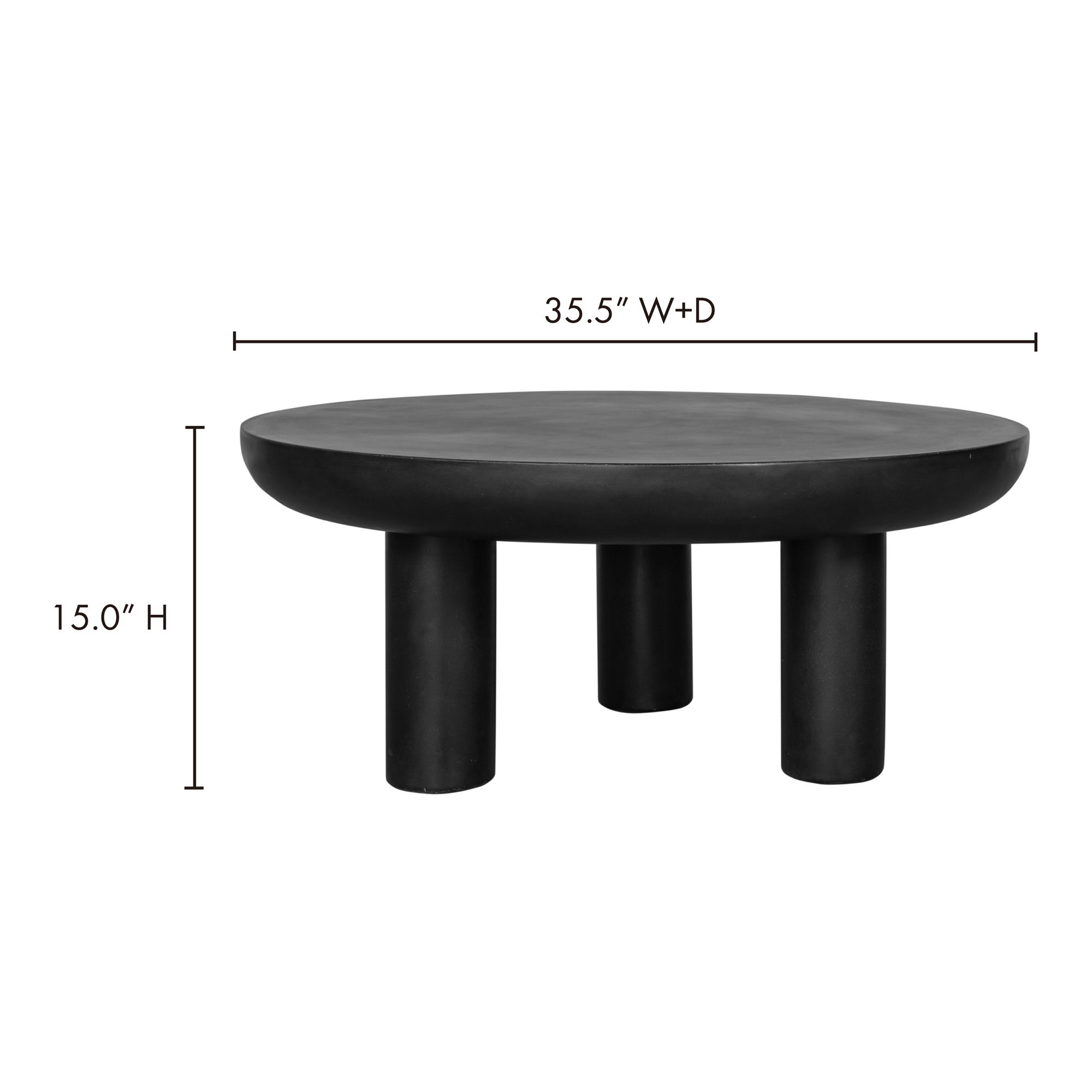 Rocca Coffee Table Black, by Moe's Home, 35.5" width x 15" height x 35.5" depth View 8