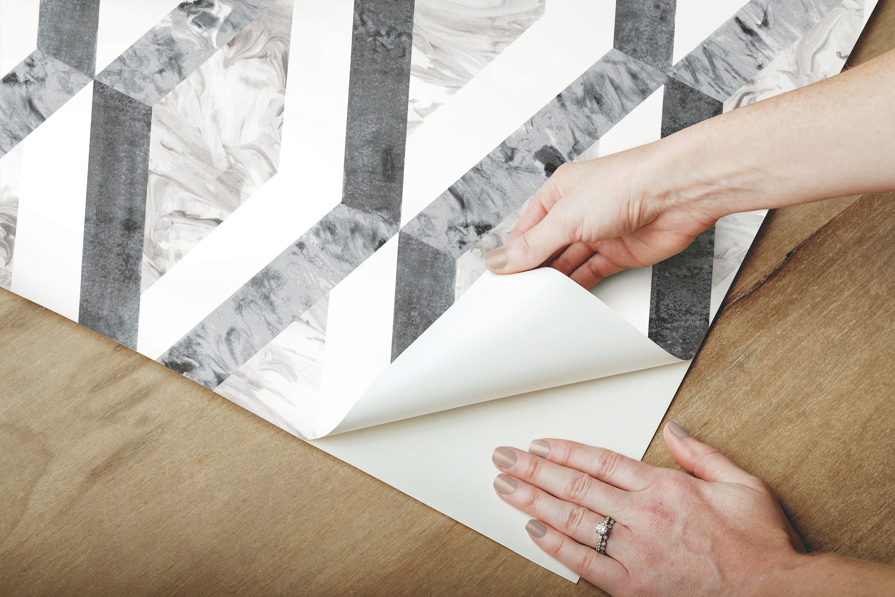 Statuary Diamond Inlay Grey Peel & Stick Wallpaper large image 