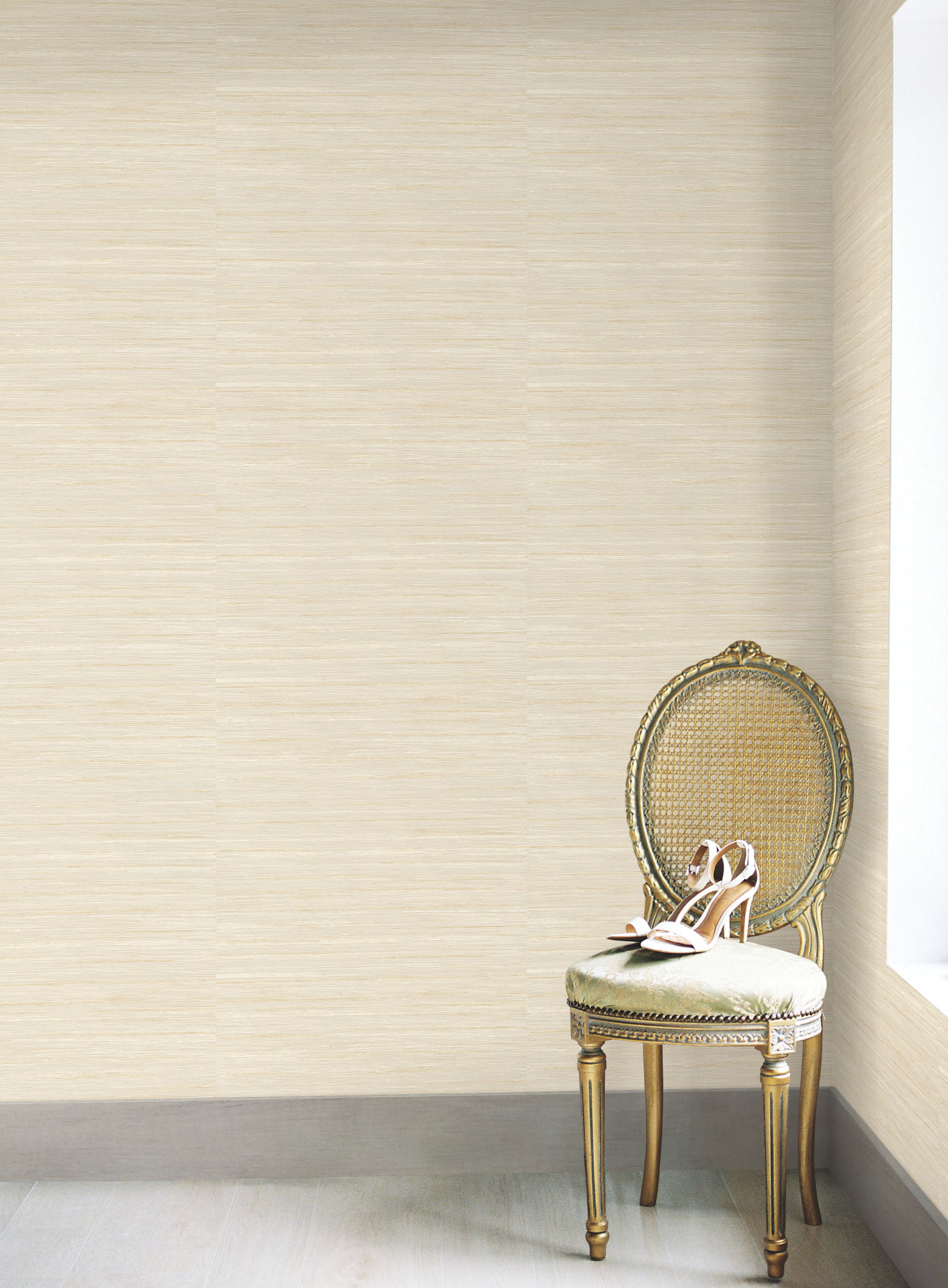 Ragtime Silk Beige Wallpaper, by York Wall, 27' length x 2'3" width x 0.02" depth View 2
